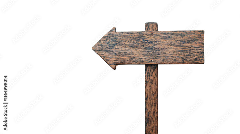 Wooden Signpost Pointing Left with Rustic Charm Ideal for Directional Guidance in Nature, Outdoors, or Travel Themes Wooden Signpost Pointing Left with Rustic Charm Ideal for Directional Guidance in Nature, Outdoors, or Travel Themes