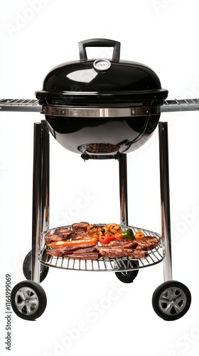 Stylish Portable Black Grill with Wheels for Outdoor Cooking Fun photo