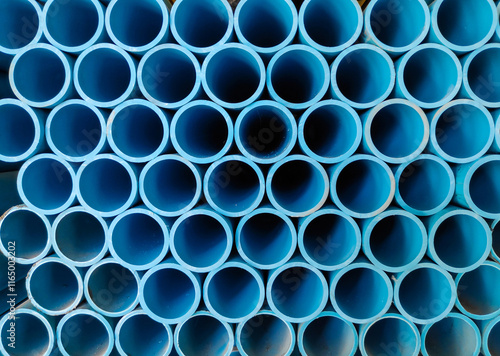 Close up to blue plastic pipe background photo