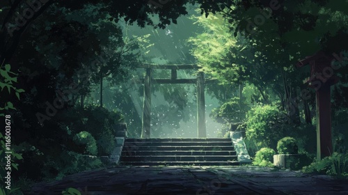 Rainy Forest Shrine Steps