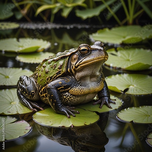 A toad in a pond