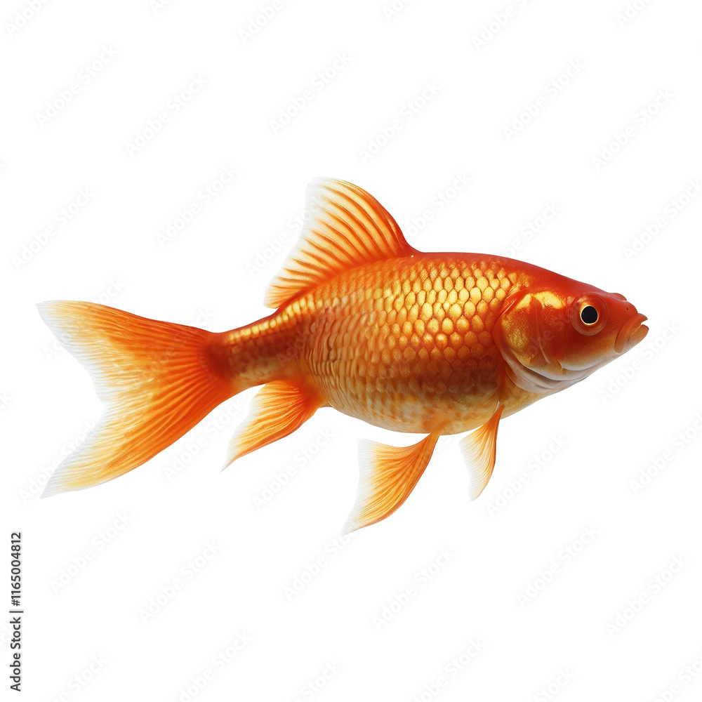 Single goldfish seen from the side on transparent background PNG Generative AI Single goldfish seen from the side on transparent background PNG Generative AI
