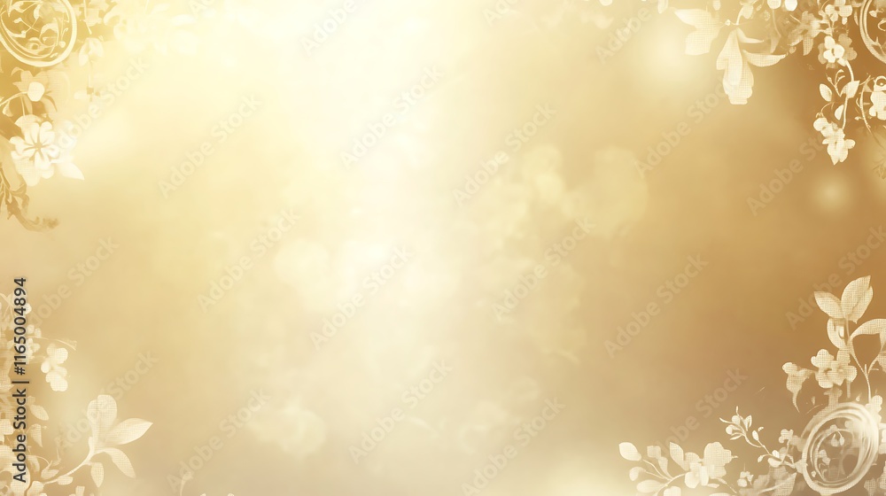 Golden Background with Delicate Floral Corner Designs Golden Background with Delicate Floral Corner Designs