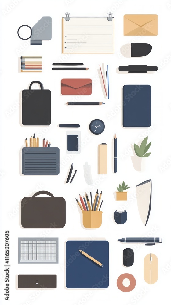 Organized Workspace with Essential Office Supplies - A Creative Artist's Desk Organized Workspace with Essential Office Supplies - A Creative Artist's Desk