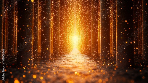 Wallpaper Mural Magical golden forest path with glowing particles. Torontodigital.ca