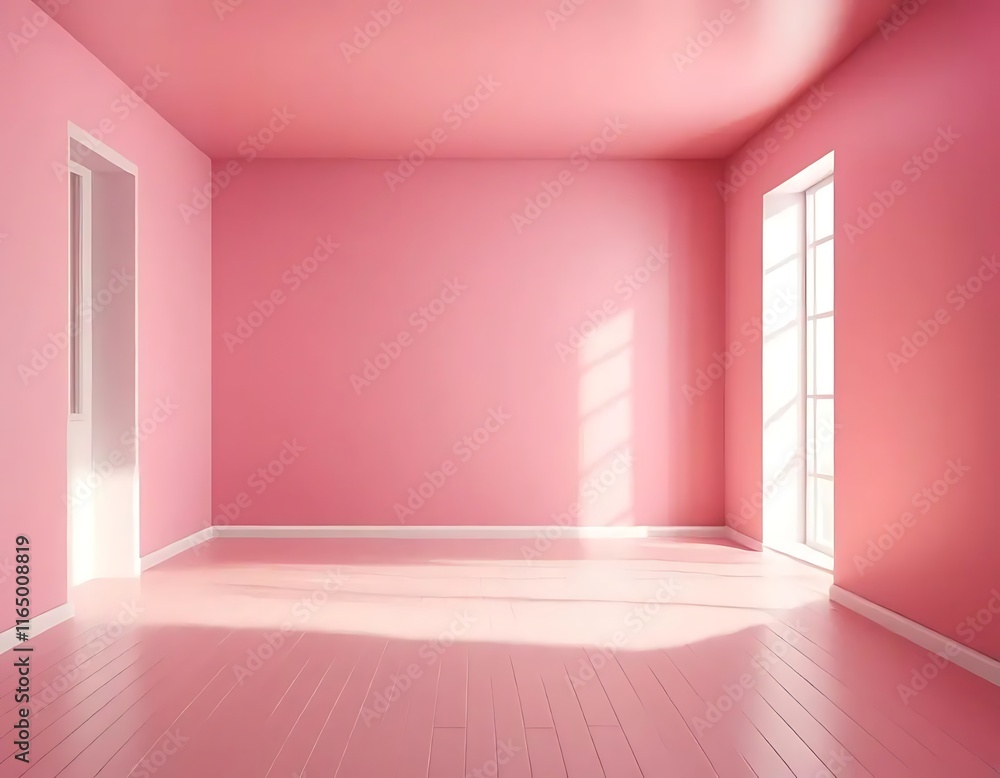 Sunlit Pink Room Interior Design Minimalist Style Sunlit Pink Room Interior Design Minimalist Style