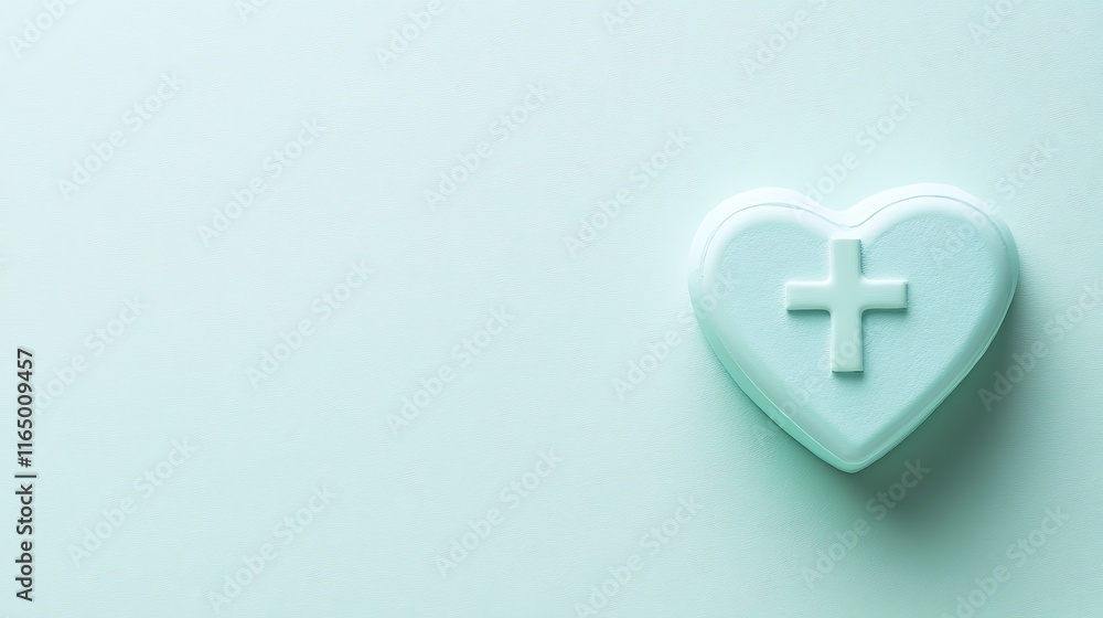 Light Blue Heart Shaped Object With Cross Light Blue Heart Shaped Object With Cross