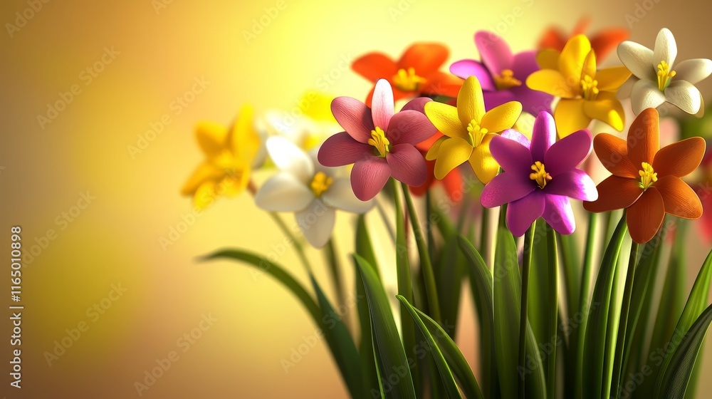 A vibrant bouquet of colorful flowers against a soft, warm background. A vibrant bouquet of colorful flowers against a soft, warm background.