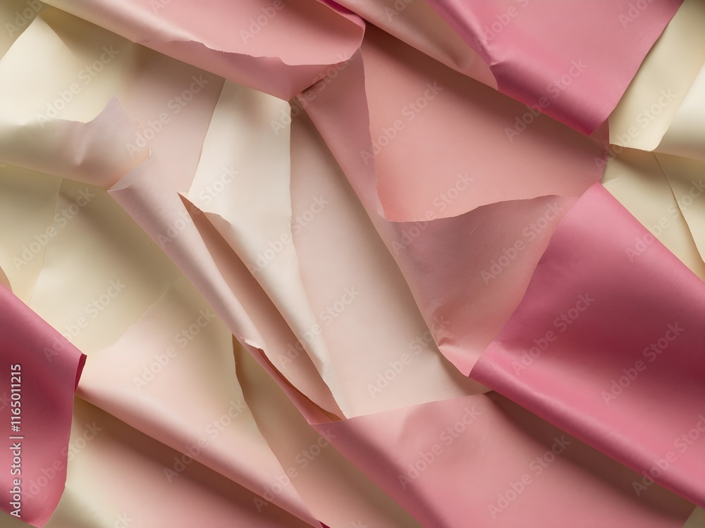 Pink and Cream Paper Layers Background Wallpaper: Overlapping layers of pink and cream paper create a textured and abstract background. Ideal for a modern and artistic wallpaper Pink and Cream Paper Layers Background Wallpaper: Overlapping layers of pink and cream paper create a textured and abstract background. Ideal for a modern and artistic wallpaper