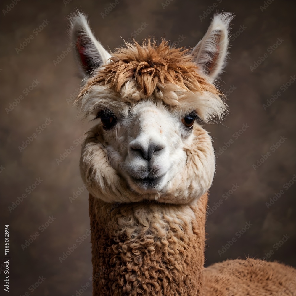 Obraz premium close-up front view of a fluffy alpaca