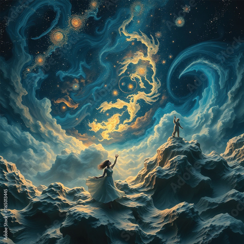 landscape with moon and clouds