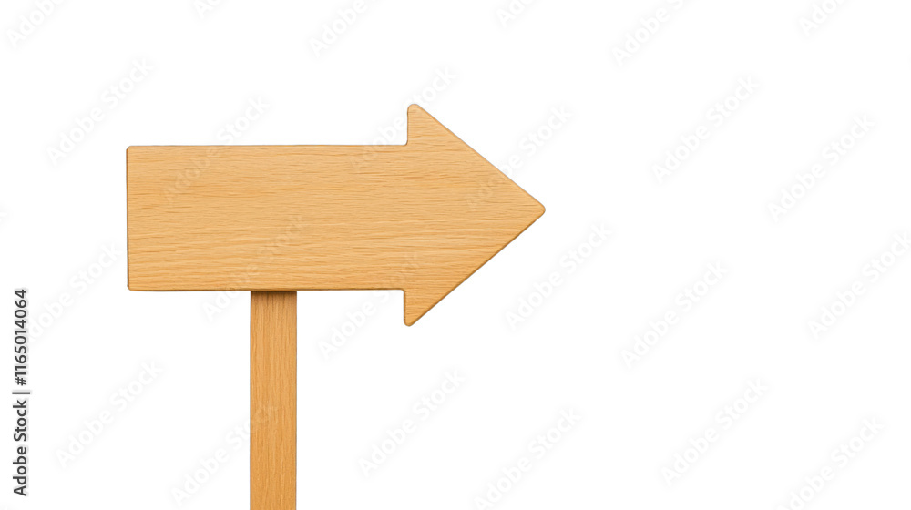 Wooden Directional Arrow Sign on a White Background for Guidance and Navigation Purposes in Various Settings or Designs Wooden Directional Arrow Sign on a White Background for Guidance and Navigation Purposes in Various Settings or Designs