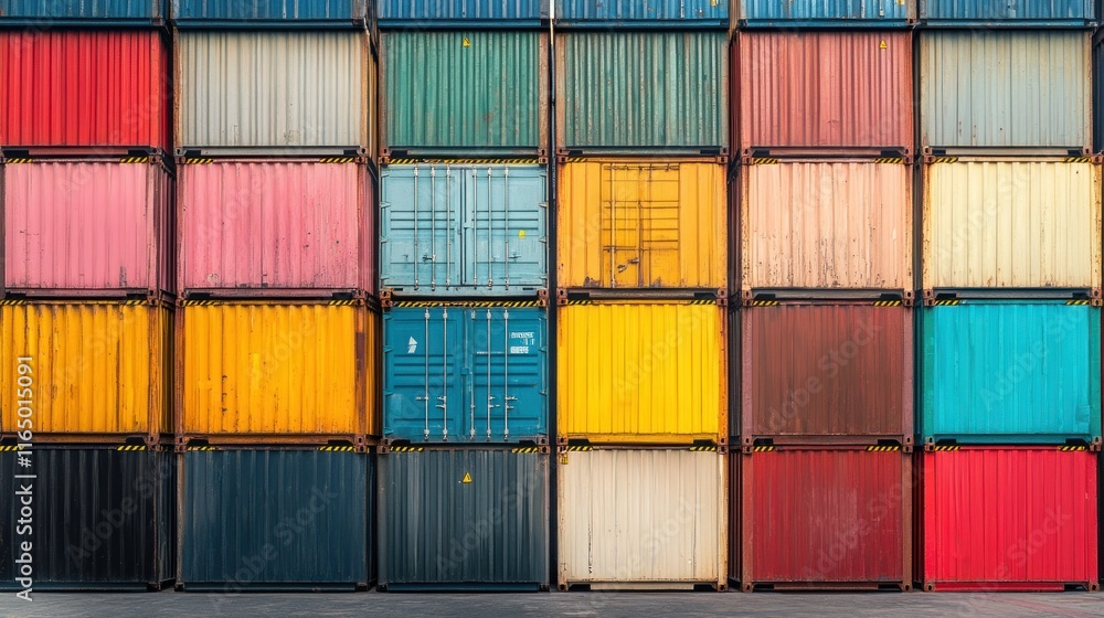 Fototapeta premium Colorful Stack of Shipping Containers