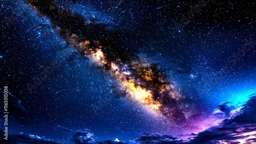 Majestic Milky Way Galaxy Night Sky with Stars and Clouds