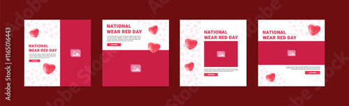 Social media post template for national wear red day. National awareness campaign for women about heart disease.