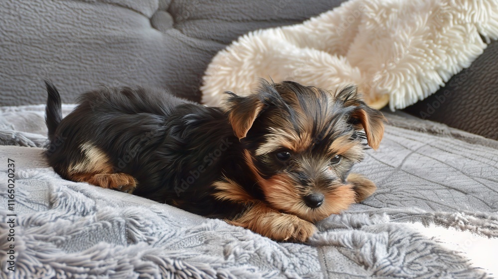 Charming Yorkshire Terrier with its silky smooth coat standing gracefully, showing its intelligent and alert eyes along with a cute little black nose Charming Yorkshire Terrier with its silky smooth coat standing gracefully, showing its intelligent and alert eyes along with a cute little black nose