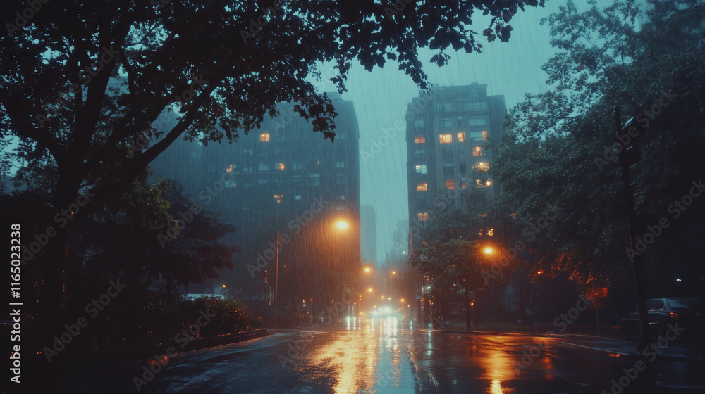 Rain-Soaked Urban Serenity Rain-Soaked Urban Serenity