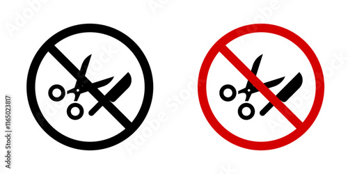 No scissors or no knives sign vectors in flat style