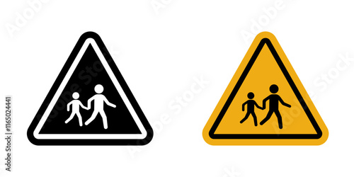 School crossing sign vectors in flat style