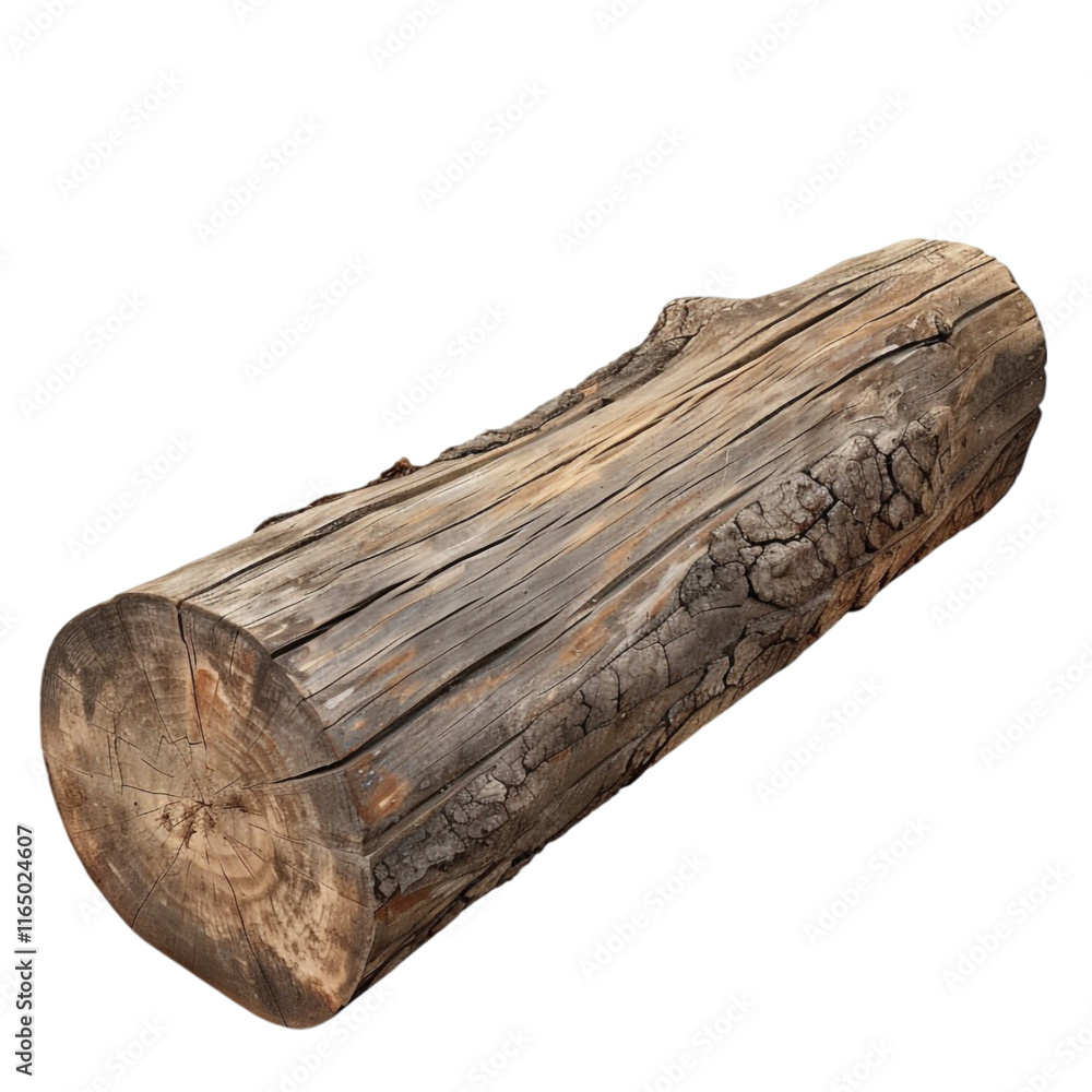 Fototapeta premium A Wooden Log Isolated on Transparent Background