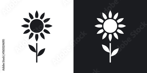 Sunflower icons in flat style