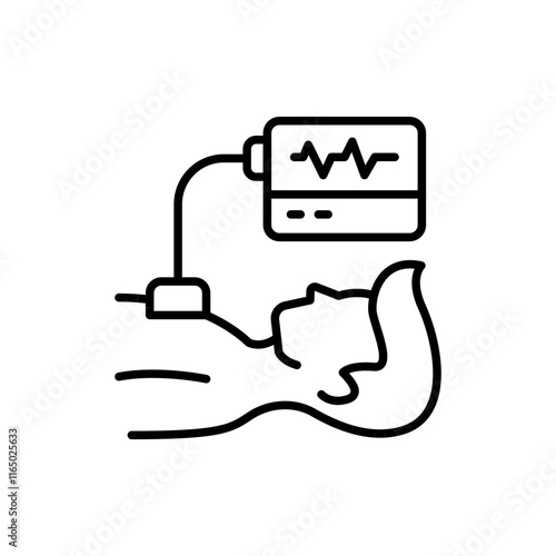 Defibrillator outline icons, minimalist vector illustration ,simple transparent graphic element .Isolated on white background