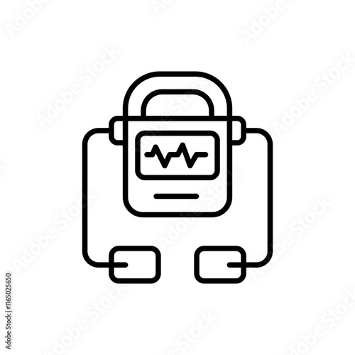 Defibrillator outline icons, minimalist vector illustration ,simple transparent graphic element .Isolated on white background