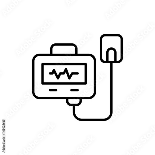 Defibrillator outline icons, minimalist vector illustration ,simple transparent graphic element .Isolated on white background