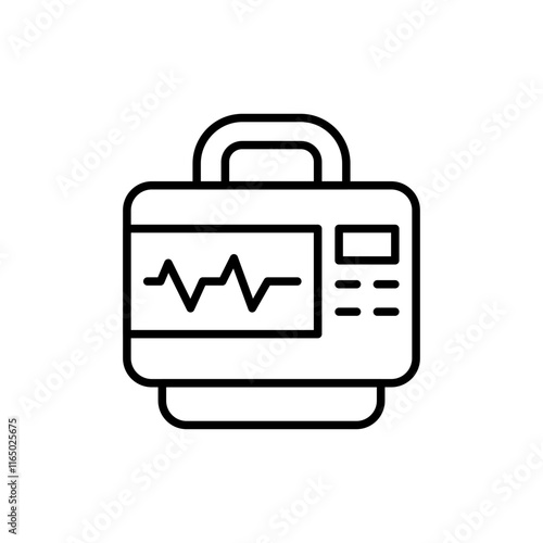 Defibrillator outline icons, minimalist vector illustration ,simple transparent graphic element .Isolated on white background