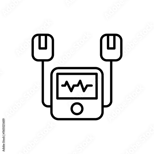 Defibrillator outline icons, minimalist vector illustration ,simple transparent graphic element .Isolated on white background