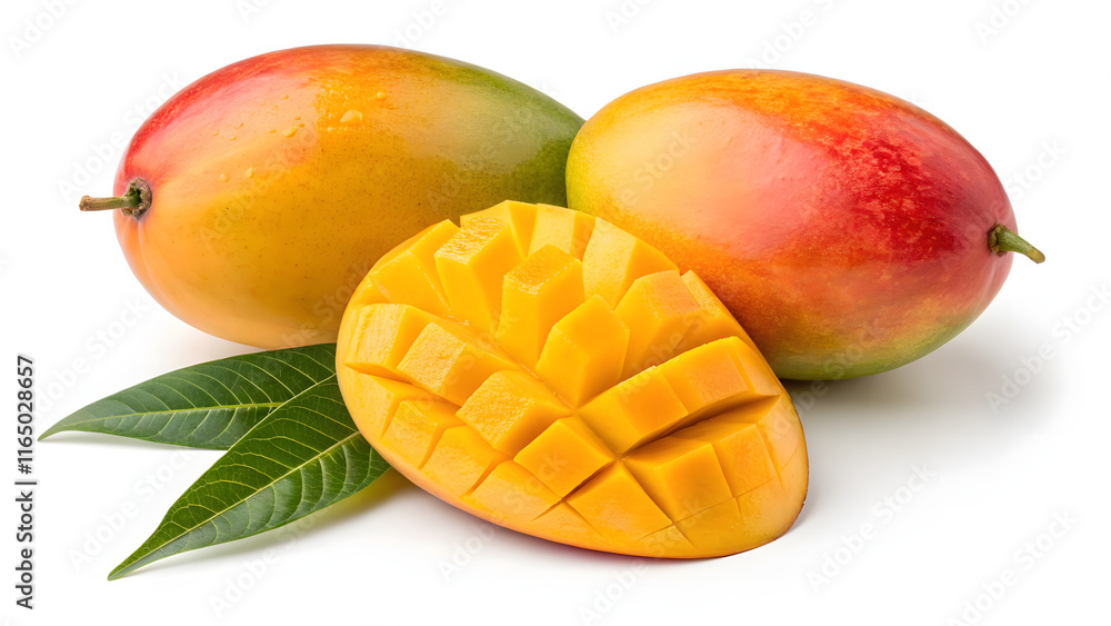 Fresh mango slices on white background isolated Fresh mango slices on white background isolated
