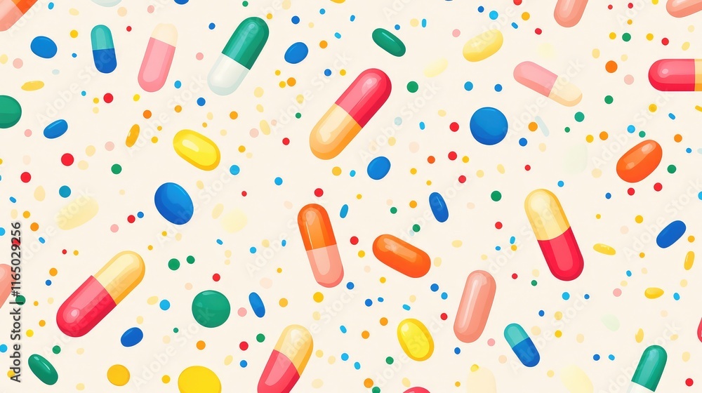 A colorful candy-inspired background featuring scattered sprinkles over a pale pink surface for a fun and festive design.