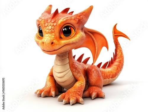 cute baby dragon isolated on white background. 