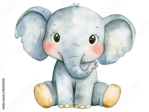cute baby elephant isolated on white background. 