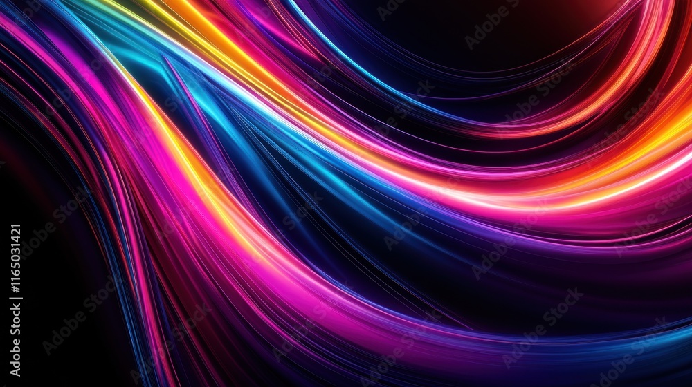 Abstract Flowing Lines of Neon Colors Abstract Flowing Lines of Neon Colors