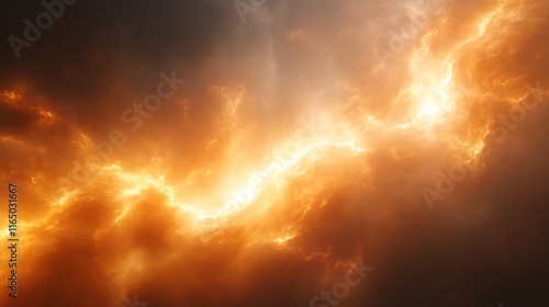 Fiery Nebula Cosmic Cloudscape Glowing Energy Streams photo