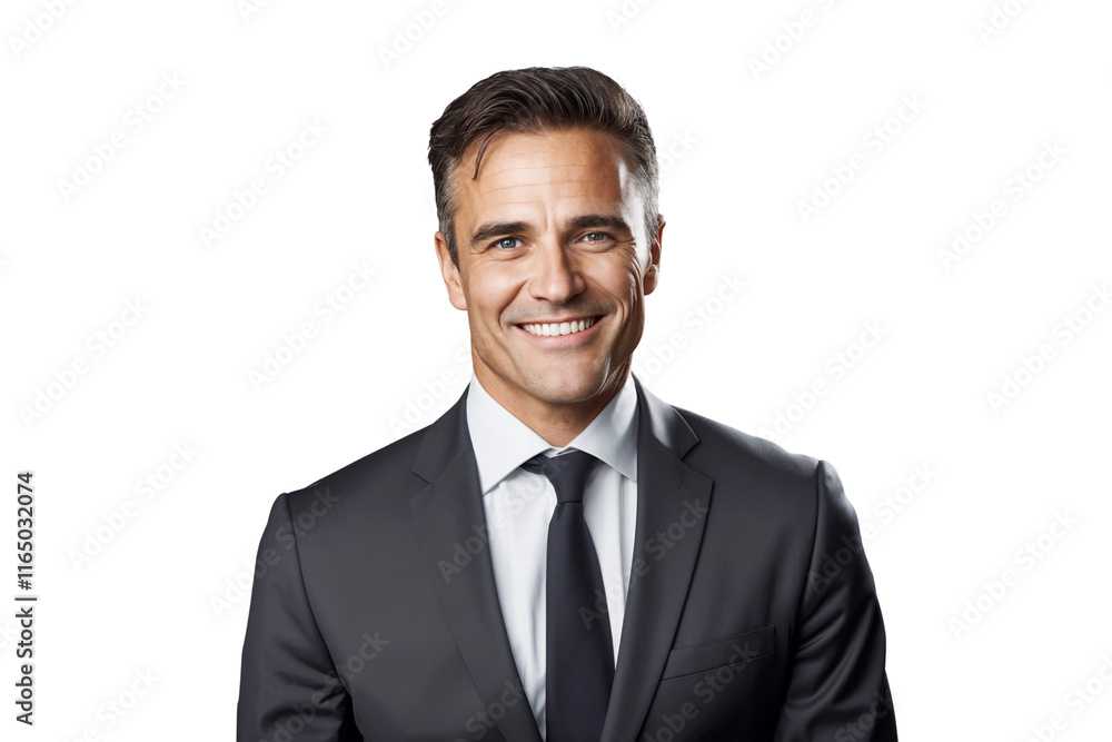 Portrait of a smiling manager businessman in a suit, isolated on transparent background Portrait of a smiling manager businessman in a suit, isolated on transparent background