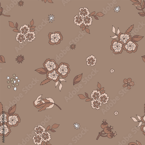 Delicate Floral Pattern Mocha Mousse