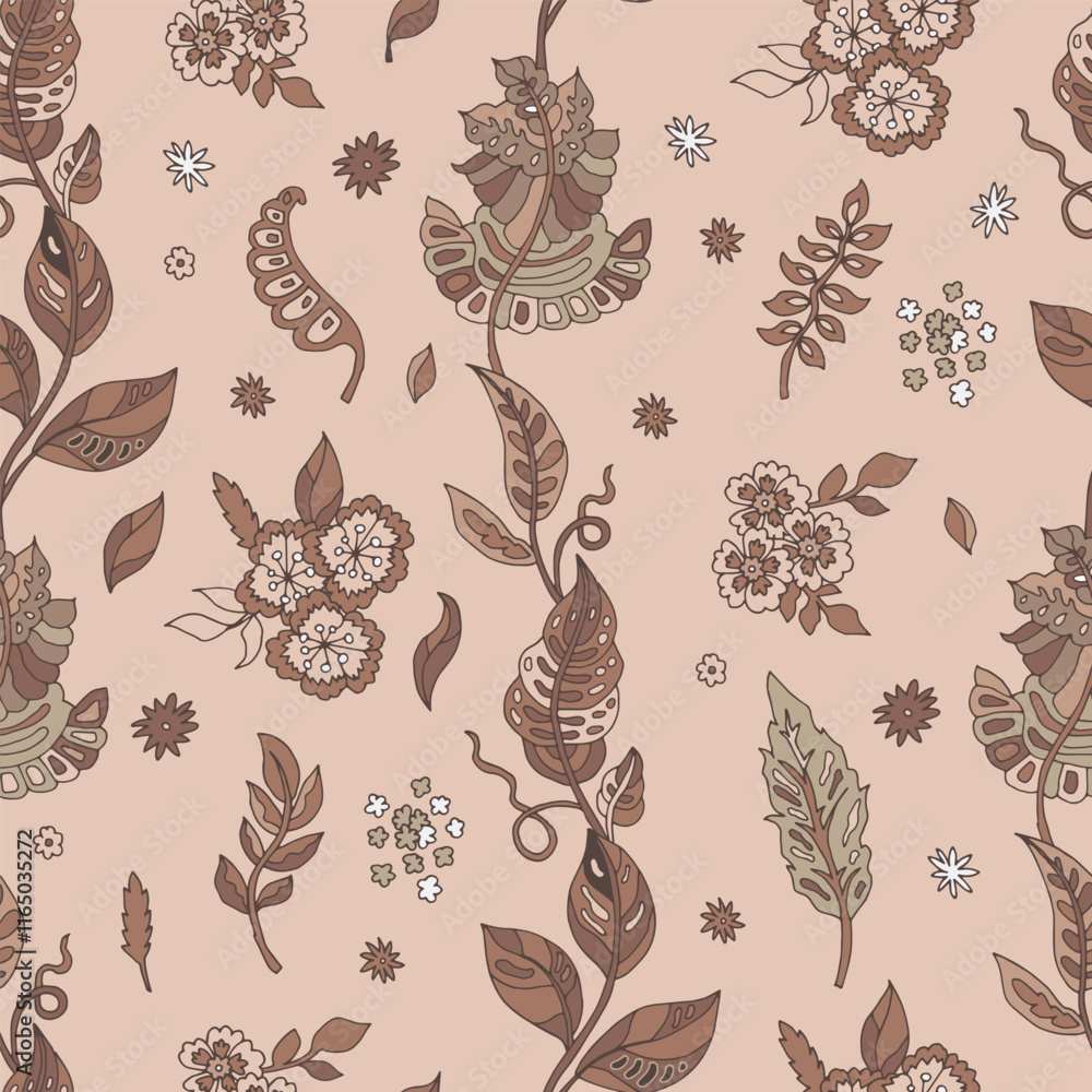 Soft Botanical Mocha Mousse Pattern