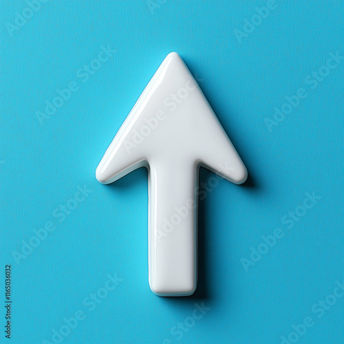 White arrow pointing up on blue background