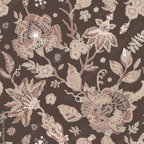 Mocha Mousse Vine Floral Pattern