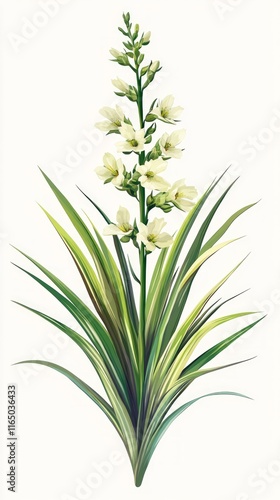 Wallpaper Mural Stunning White Flowers and Lush Green Leaves Botanical Illustration Torontodigital.ca