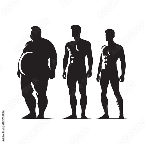 Overweight men silhouette vector illustration