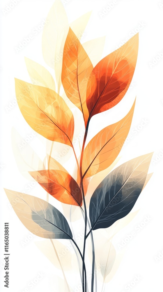 Fototapeta premium Autumnal Leaves: A Vibrant Floral Design for Home Decor