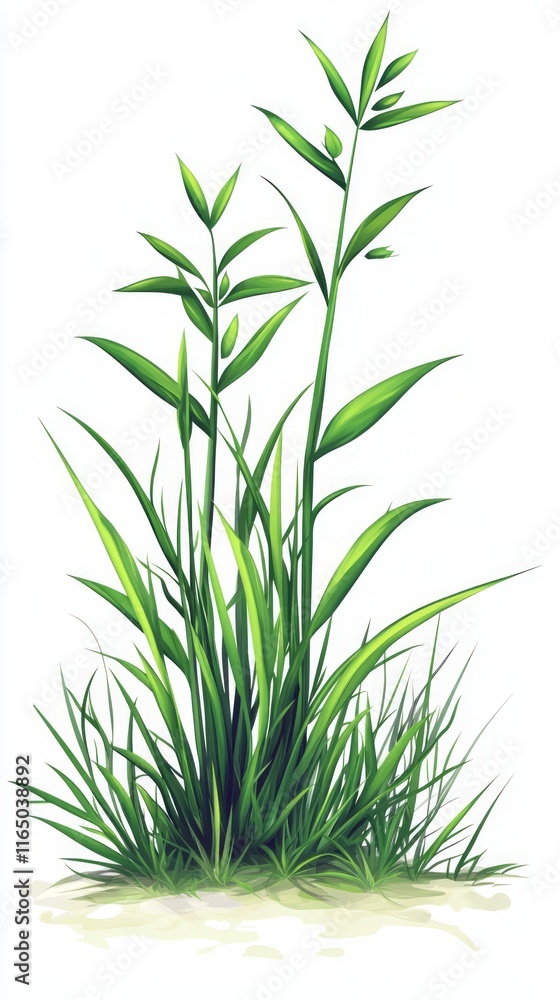 Fototapeta premium Vibrant Green Grass Illustration - Lush Meadow Scene