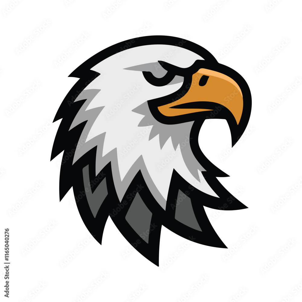 Fototapeta premium Bold and aggressive, vector eagle head design is perfect for branding, logos, and sports mascots.