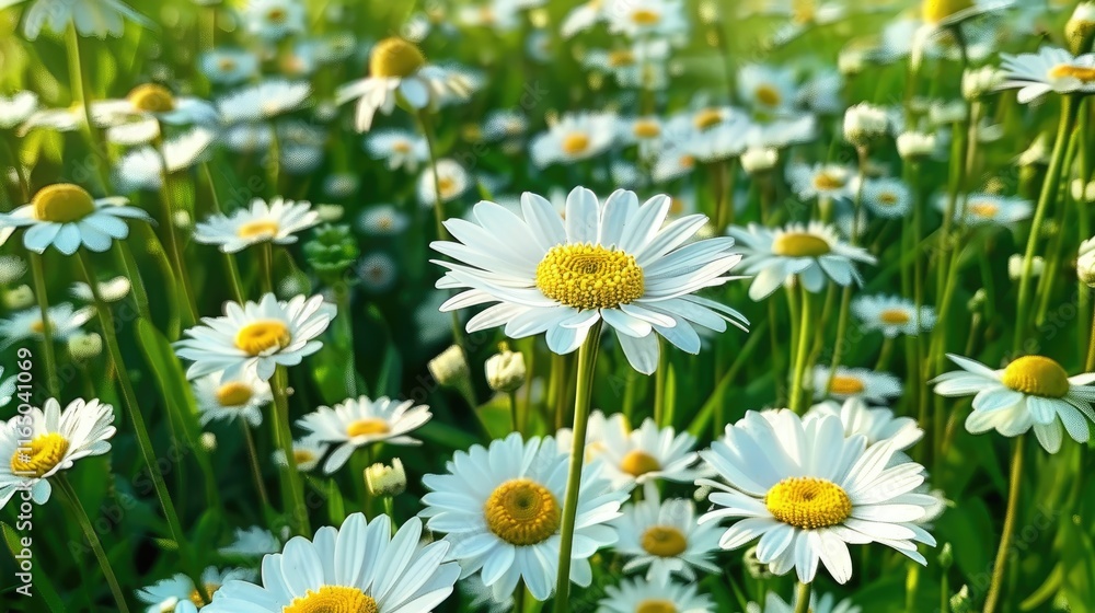 A vibrant field of daisies in full bloom, showcasing nature's beauty and tranquility. A vibrant field of daisies in full bloom, showcasing nature's beauty and tranquility.