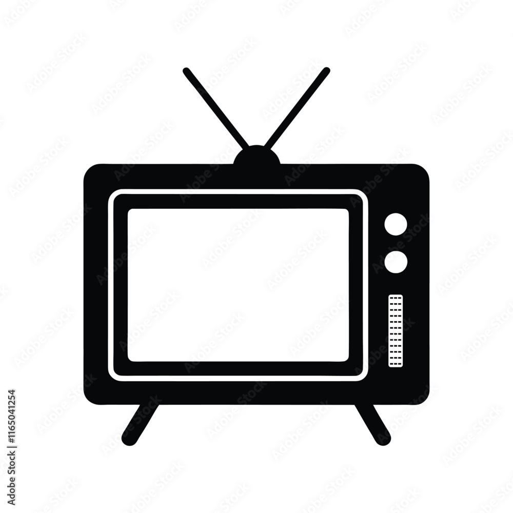 Old TV silhouette isolated on white background. television icon symbol and retro vintage silhouette minimalist clipart vector illustration. Old TV silhouette isolated on white background. television icon symbol and retro vintage silhouette minimalist clipart vector illustration.