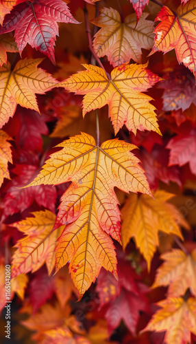 Wallpaper Mural Vibrant Autumn Leaf Tapestry: Nature's Colorful Transition Captured in Detail, 8k, with white tones Torontodigital.ca