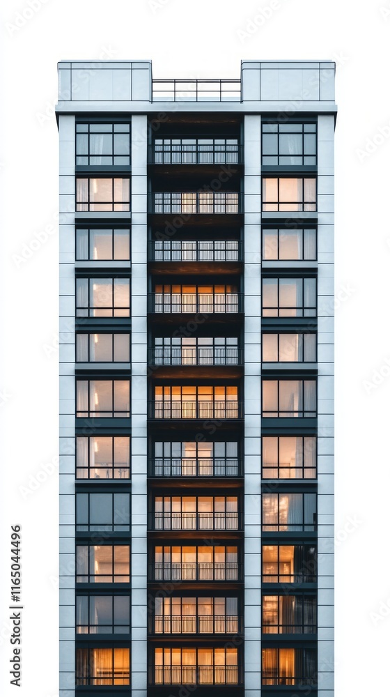 Obraz premium A Striking Modern Apartment Building with Lit Windows